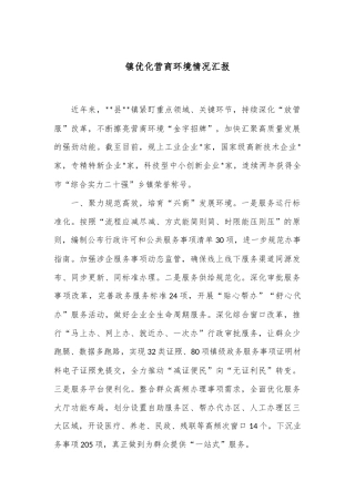 镇优化营商环境情况汇报