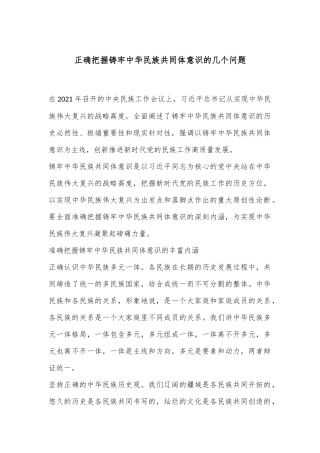 正确把握铸牢中华民族共同体意识的几个问题