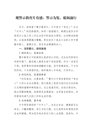 观警示教育片有感：警示为鉴，砥砺前行