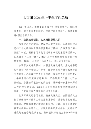 共青团2024年上半年工作总结
