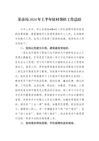 某市局2024年上半年驻村帮扶工作总结