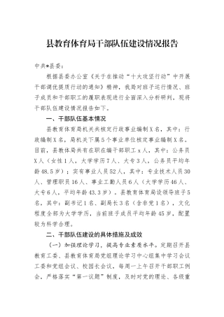 县教育体育局干部队伍建设情况报告