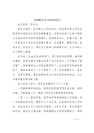 在就职大会上的表态发言
