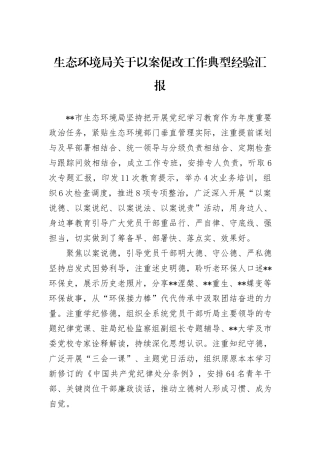 生态环境局关于以案促改工作典型经验汇报