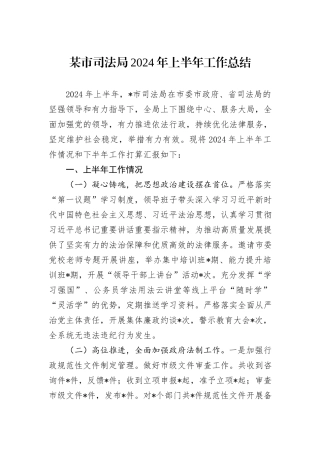 某市司法局2024年上半年工作总结
