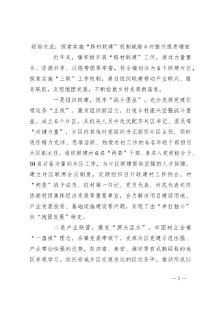 经验交流：探索实施“跨村联建”机制赋能乡村振兴提质增效