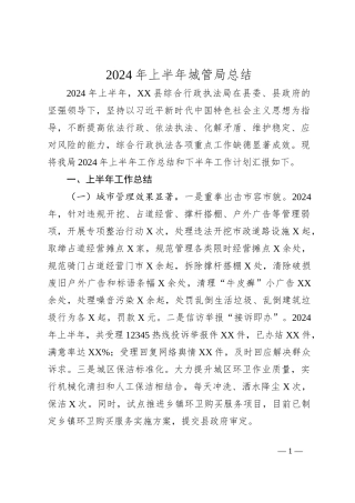 2024年上半年城管局总结