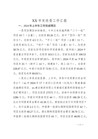 XX市发改委工作汇报