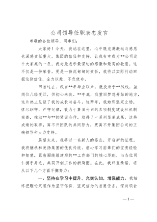 公司领导任职表态发言