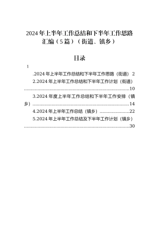 2024年上半年工作总结和下半年工作思路汇编（5篇）（街道、镇乡）