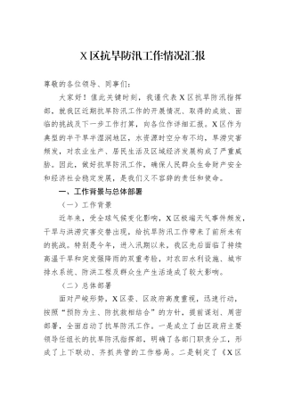 X区抗旱防汛工作情况汇报