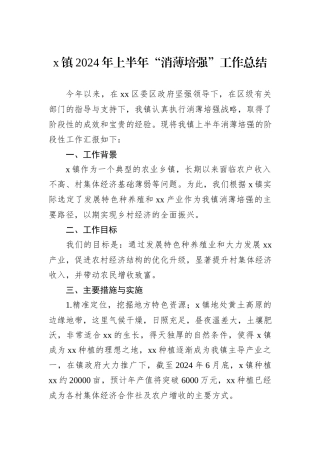 x镇2024年上半年“消薄培强”工作总结