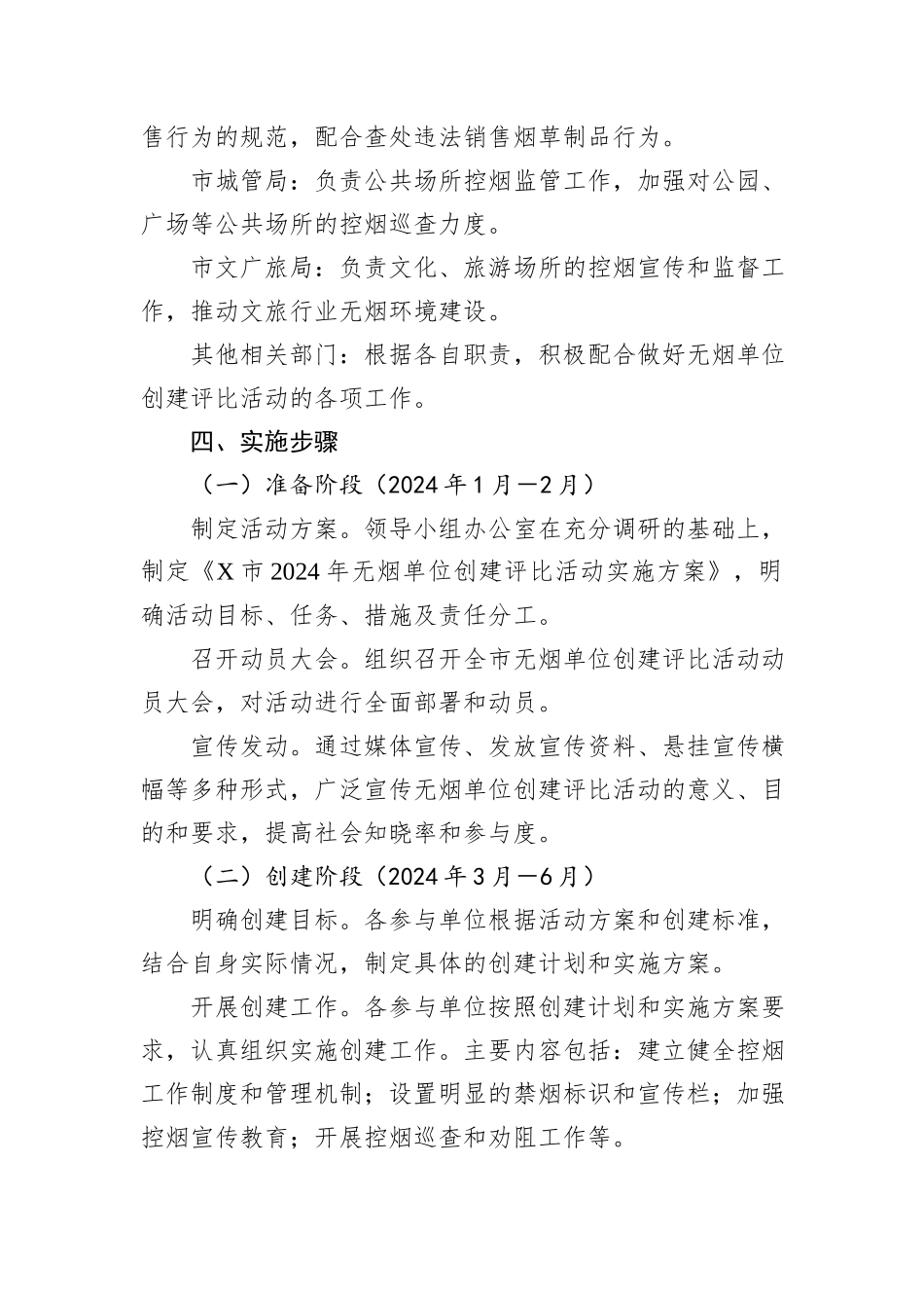 X市关于开展2024年全市无烟单位创建评比活动工作的实施方案_第3页