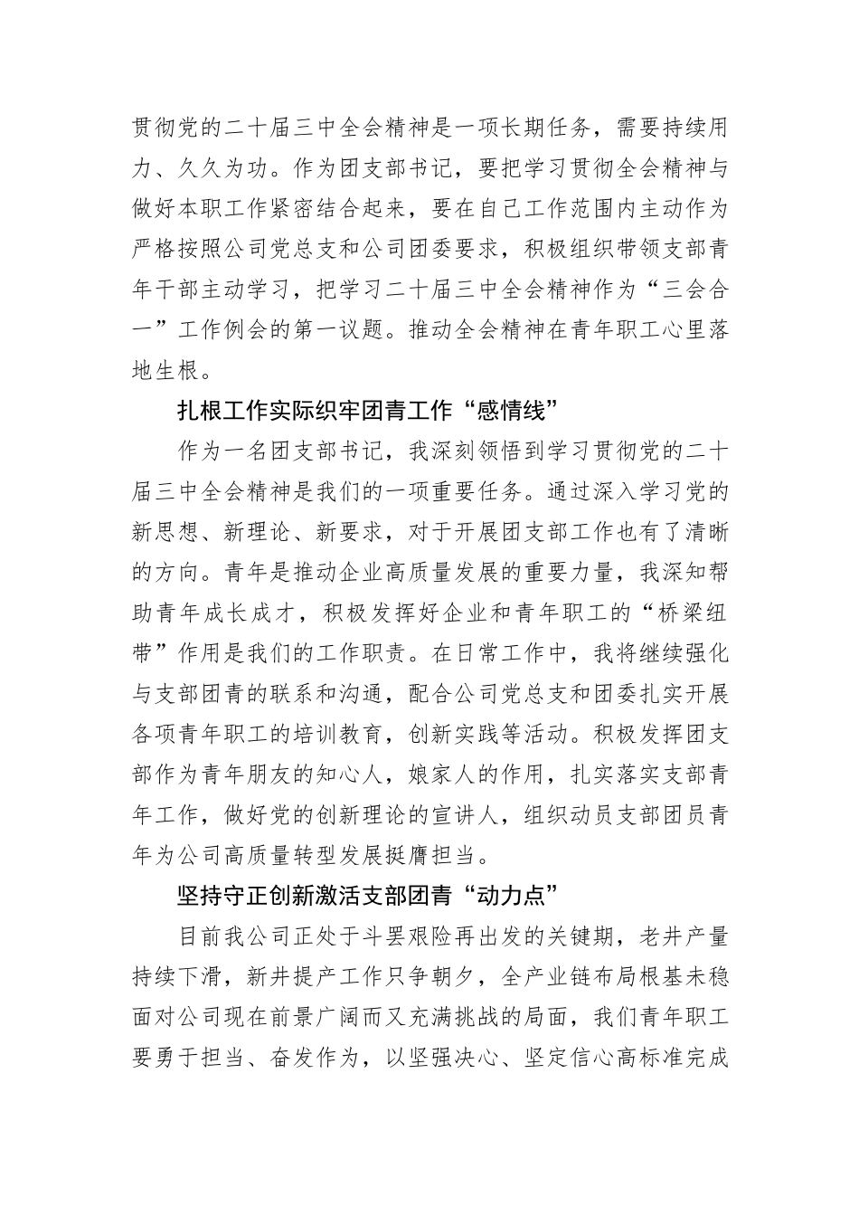 某公司团支部书记学习党的二十届三中全会感悟_第2页