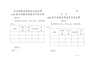 党支部接收预备党员表决票