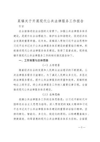 某镇关于开展现代公共法律服务工作报告