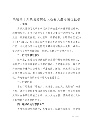 某镇关于开展消防安全大检查大整治情况报告