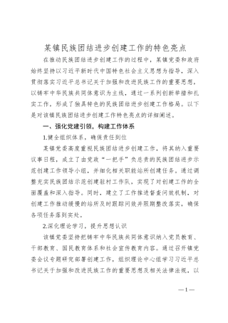 某镇民族团结进步创建工作的特色亮点