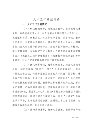 人才工作总结报告