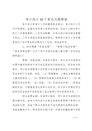 审计统计10个常见问题释疑