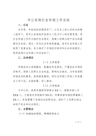市公安局打击传销工作总结