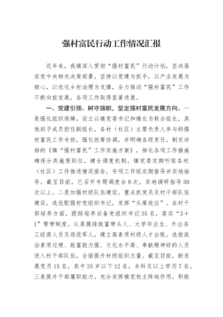 强村富民行动工作情况汇报