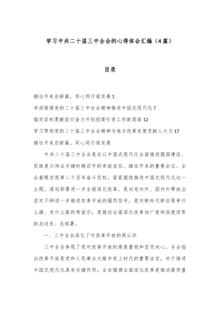 （4篇）学习中共二十届三中全会的心得体会汇编