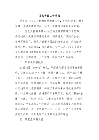 县共青团工作总结