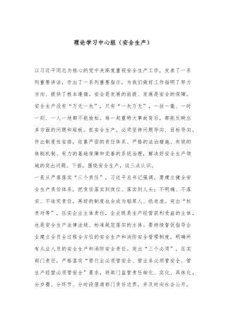 理论学习中心组（安全生产）