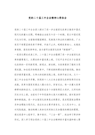 党的二十届三中全会精神心得体会