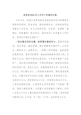 发改局2024年上半年工作情况汇报.