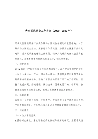 _大型医院巡查工作方案（2020—2022年）