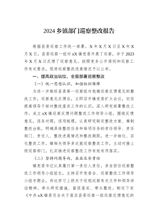 2024乡镇部门巡察整改报告