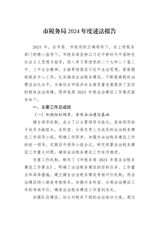市税务局+2024+年度述法报告