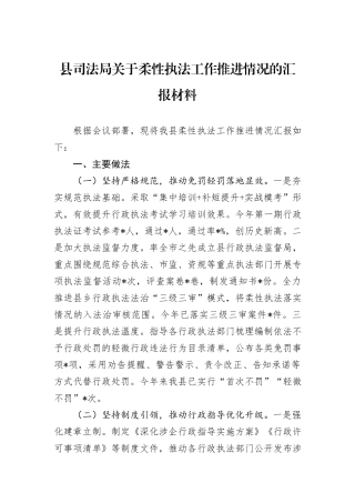 县司法局关于柔性执法工作推进情况的汇报材料