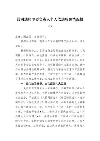 县司法局主要负责人个人依法履职情况报告