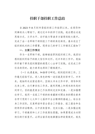 挂职干部挂职工作总结