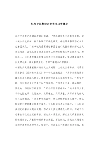 纪检干部整治形式主义心得体会
