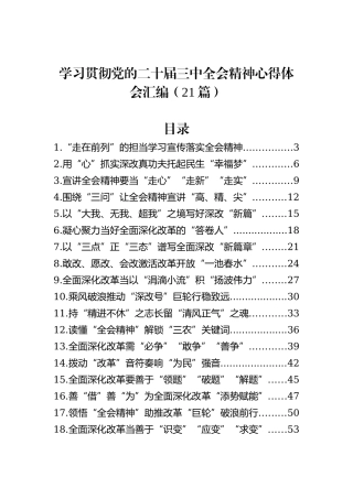学习贯彻党的二十届三中全会精神心得体会汇编（21篇）