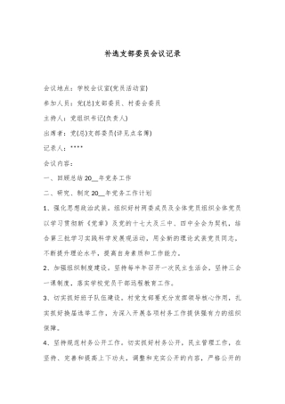 补选支部委员会议记录