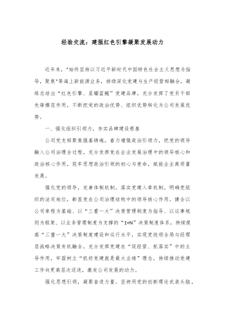 经验交流：建强红色引擎 凝聚发展动力