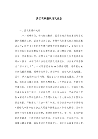 县区巡察整改情况报告