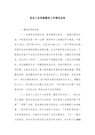 县总工会巡察整改工作情况总结