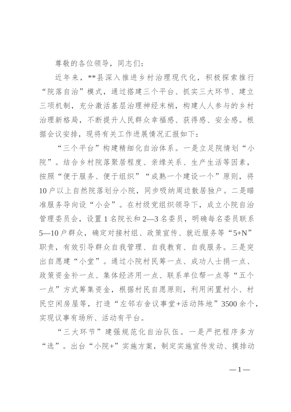 在2024年全市乡村治理工作推进会上的汇报发言_第1页