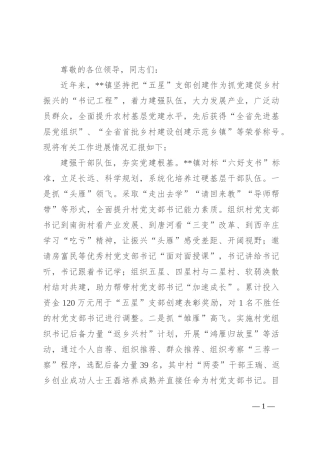 在2024年全县“五星”支部创建观摩会上的交流发言