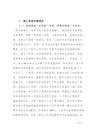 行政审批服务局2024年第三季度工作总结