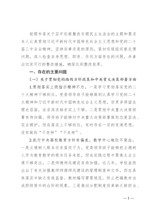 巡察整改专题民主生活会班子对照检查材料