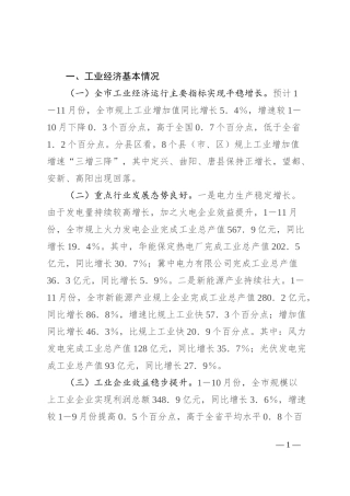 2024年全市工业经济运行情况分析会议发言稿