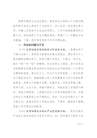 省委巡视反馈问题整改专题民主生活会班子对照检查材料