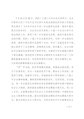 基层党员干部学习党的二十届三中全会精神感悟